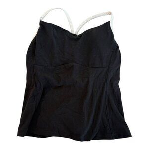 Athleta Black Built-In Bra Workout Tank Top Medium M Shelf Bra Athletic Yoga Gym